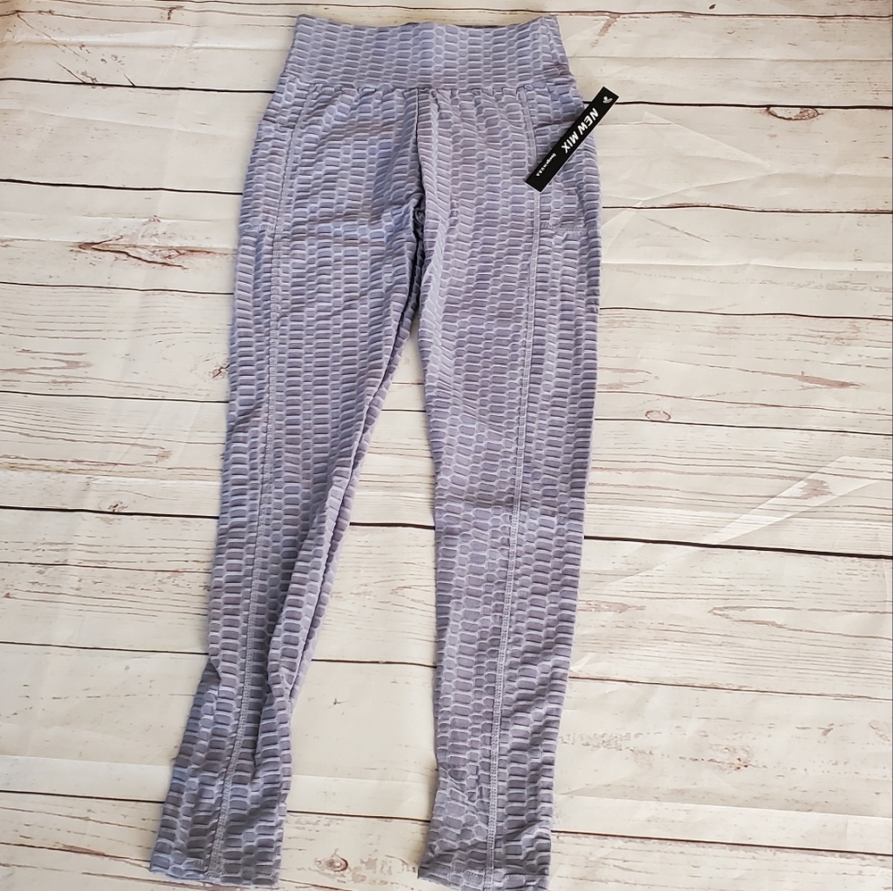 TikTok trend honeycomb peach lift leggings with pockets gray size L/XL
